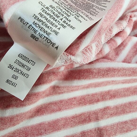 Chico's Weekends Womens Tee Size 1 Medium Heathered Stripe V Neck Stretch Knit - Picture 9 of 10